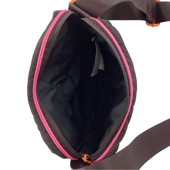 GANNI Quilted Recycled Tech Fabric Festival Bag Mole Dark Brown Pink Orange - Picture 4 of 12